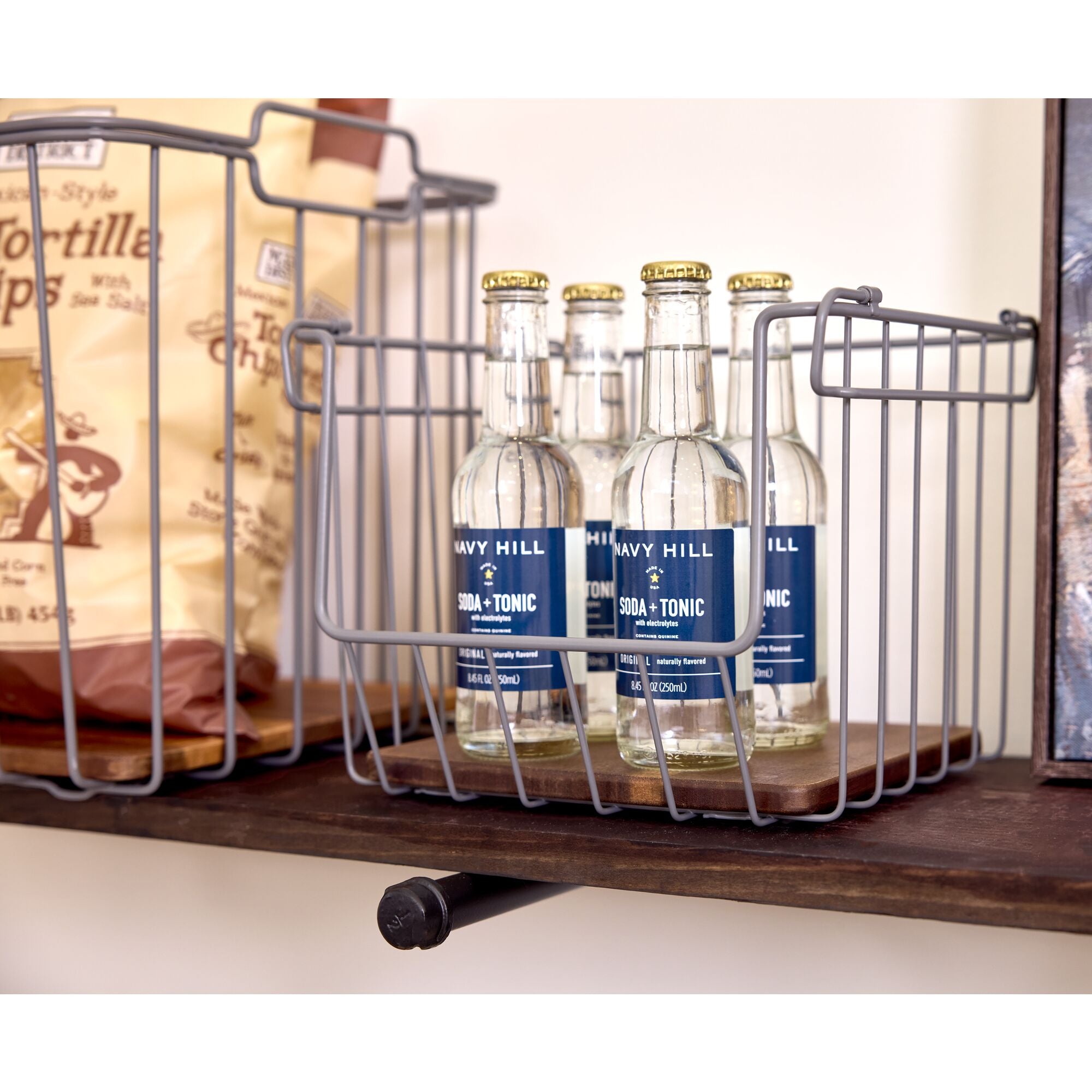 iDesign Open Wire Basket Acacia Wood - Image 11