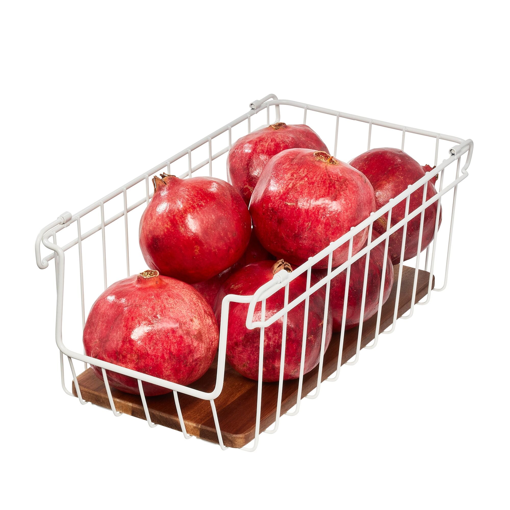 iDesign Open Wire Basket Acacia Wood - Image 12