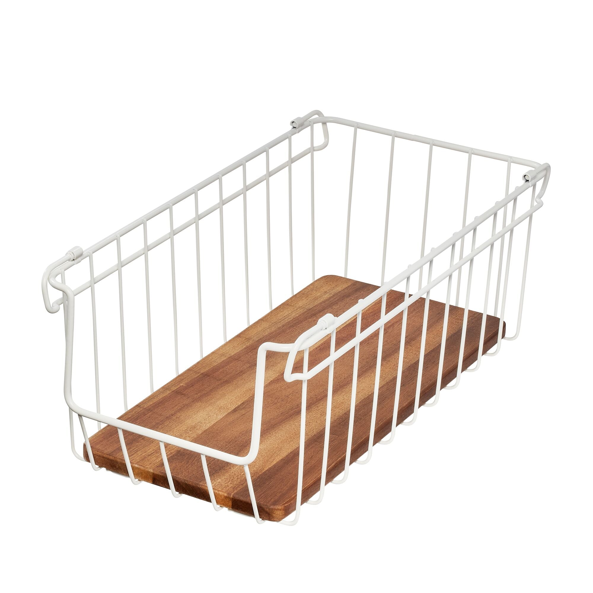 iDesign Open Wire Basket Acacia Wood - Image 13