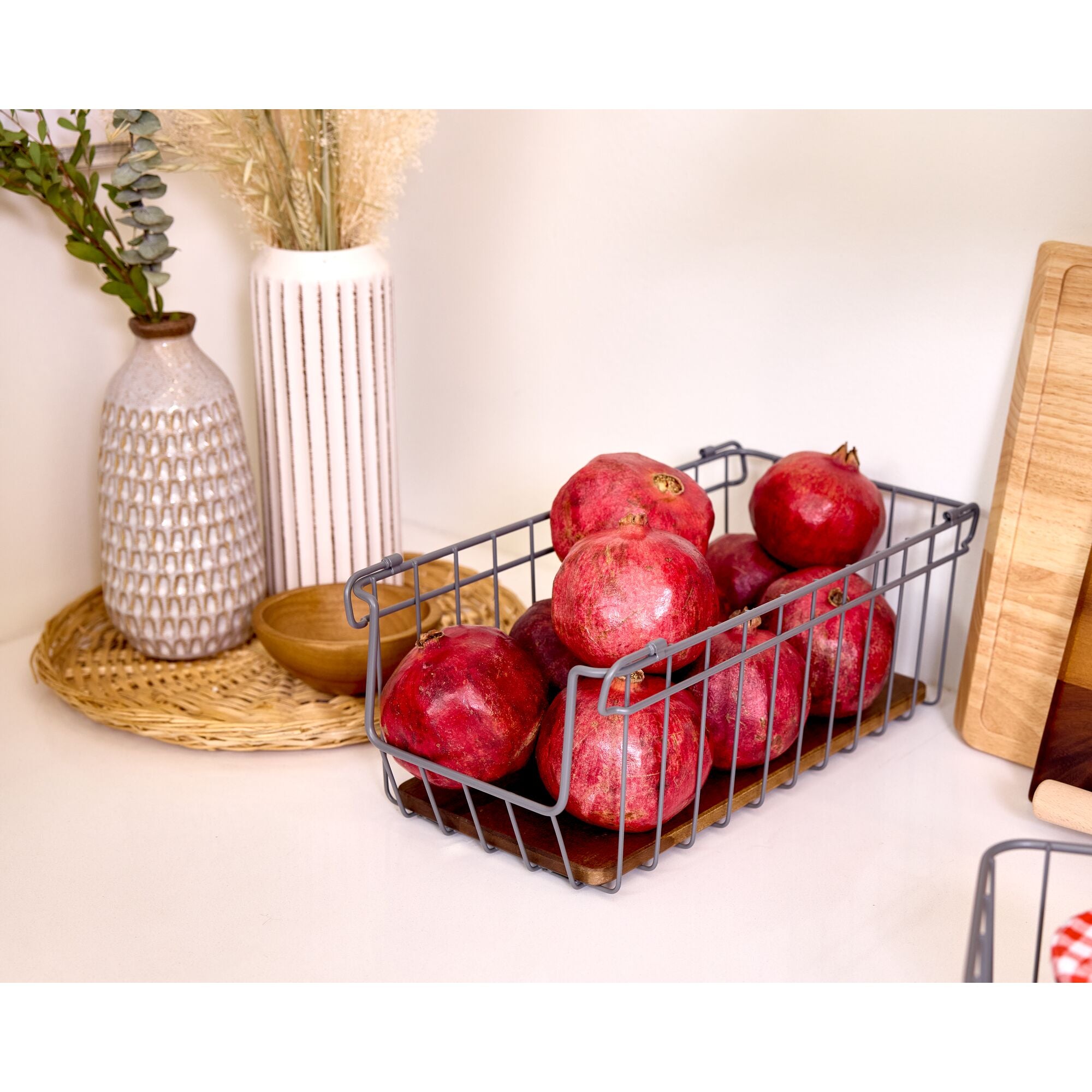 iDesign Open Wire Basket Acacia Wood - Image 17