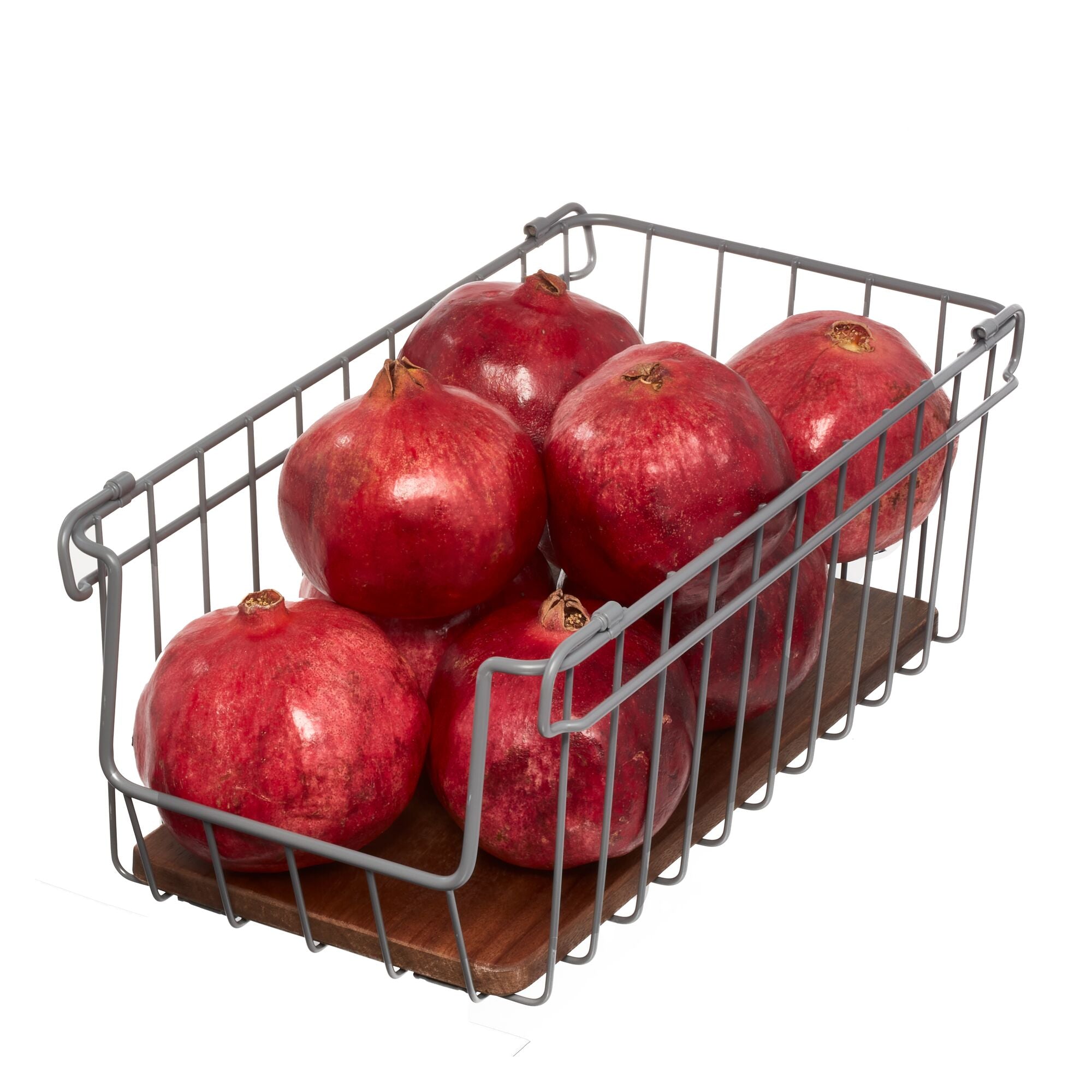 iDesign Open Wire Basket Acacia Wood - Image 15