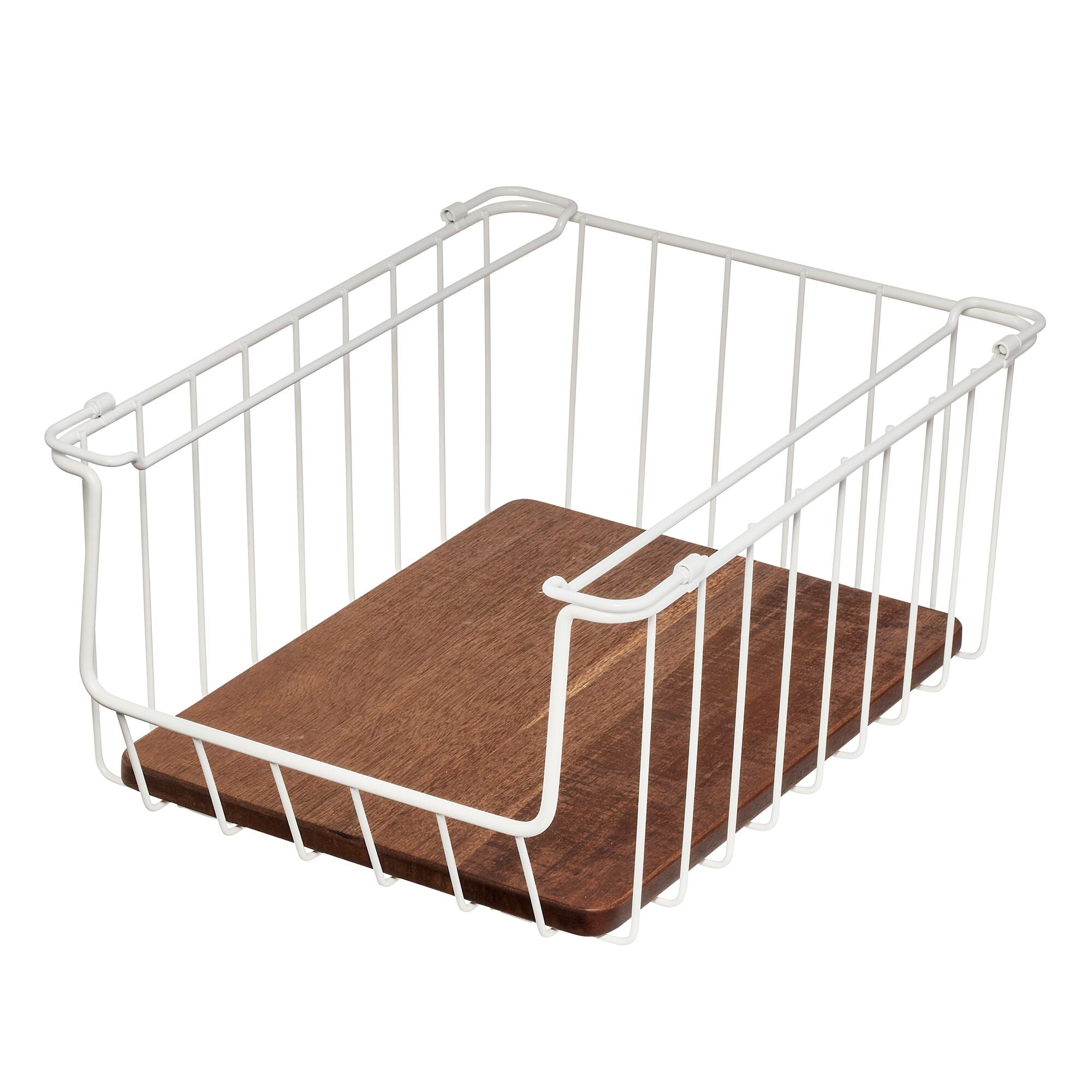 iDesign Open Wire Basket Acacia Wood - Image 18