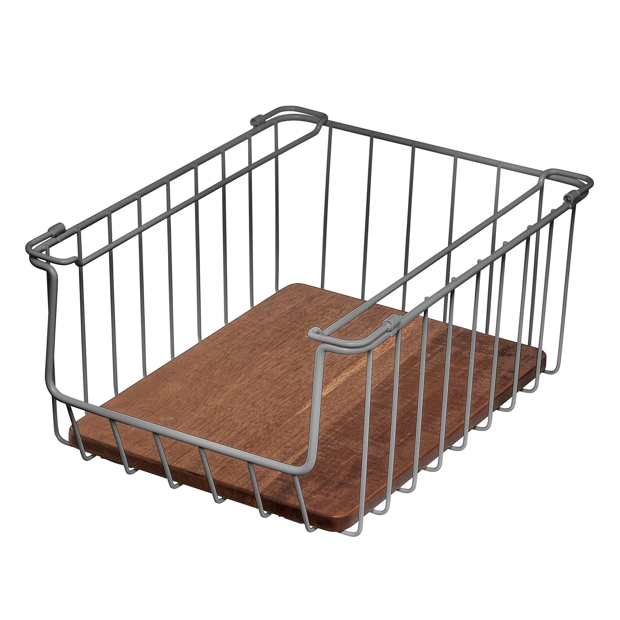 iDesign Open Wire Basket Acacia Wood - Image 22