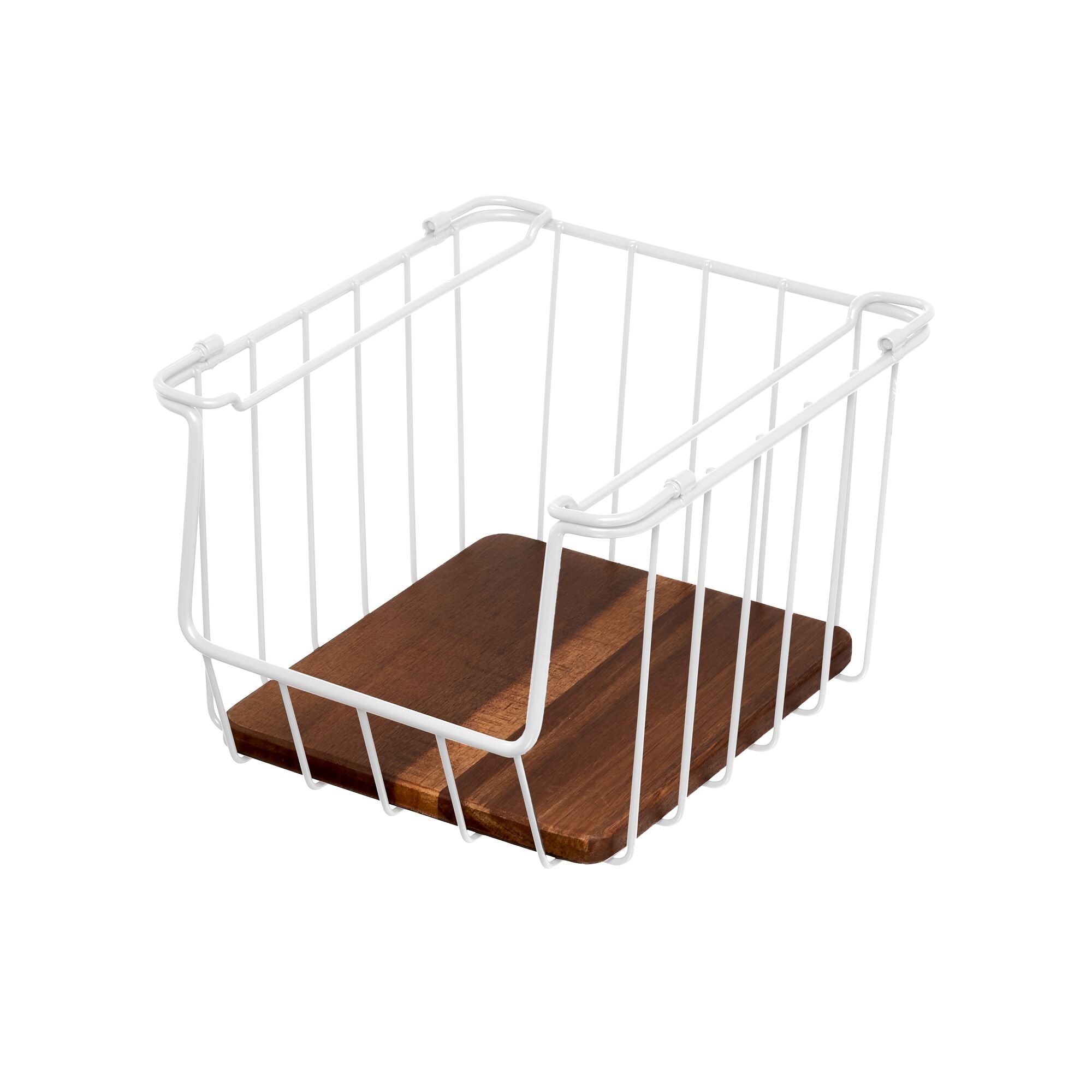 iDesign Open Wire Basket Acacia Wood - Image 25