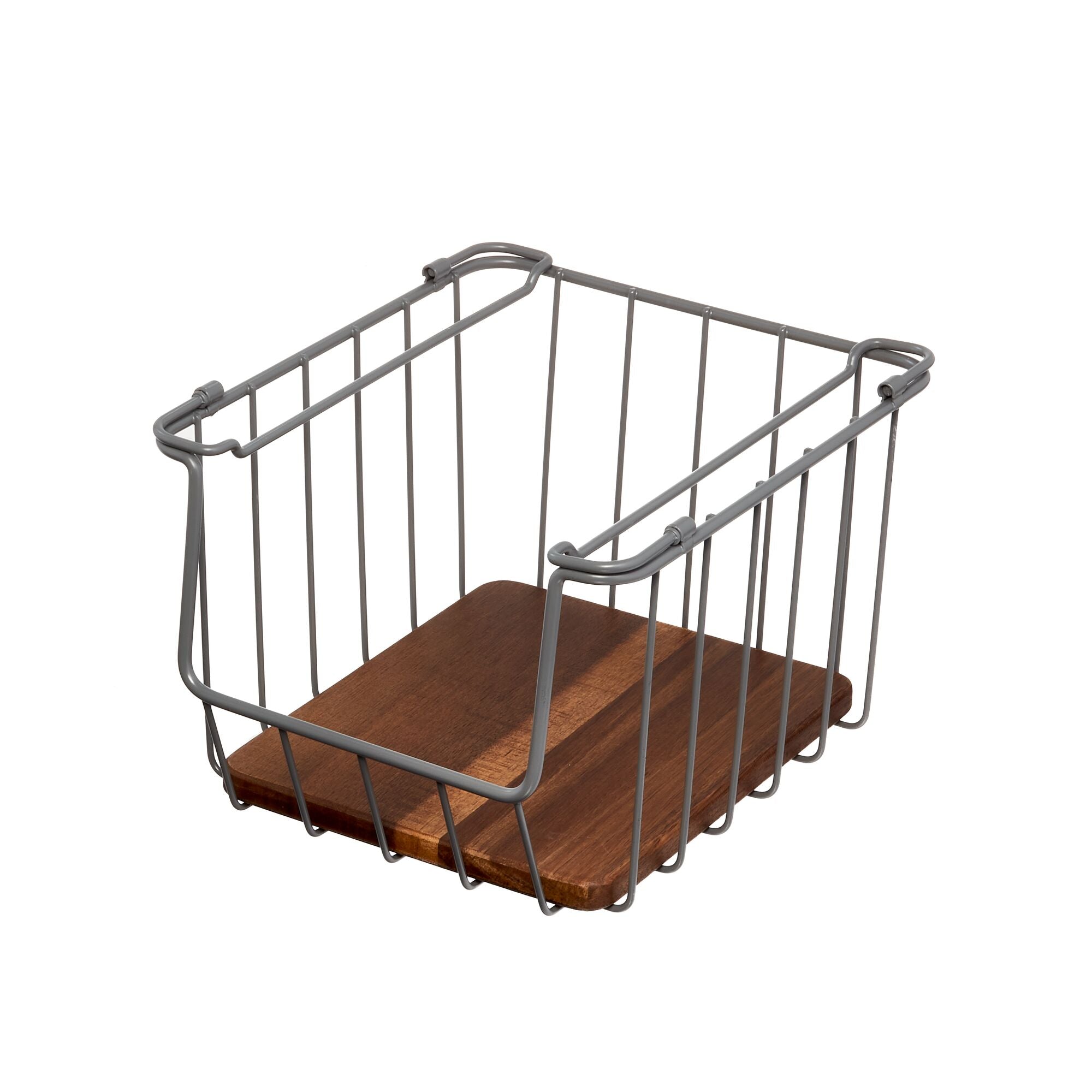 iDesign Open Wire Basket Acacia Wood - Image 28