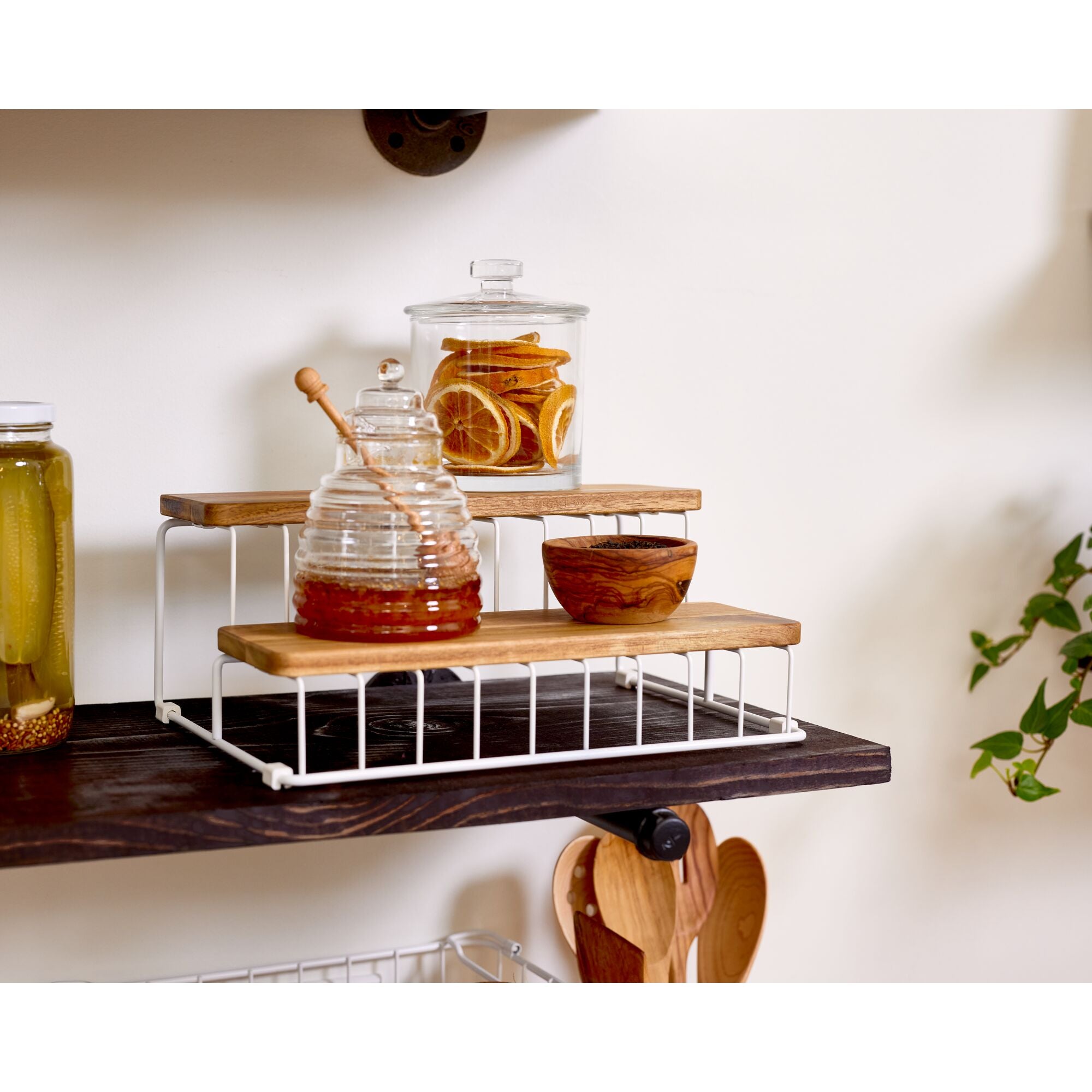 iDesign Acacia Wood and Wire Tier Organizer - Image 2