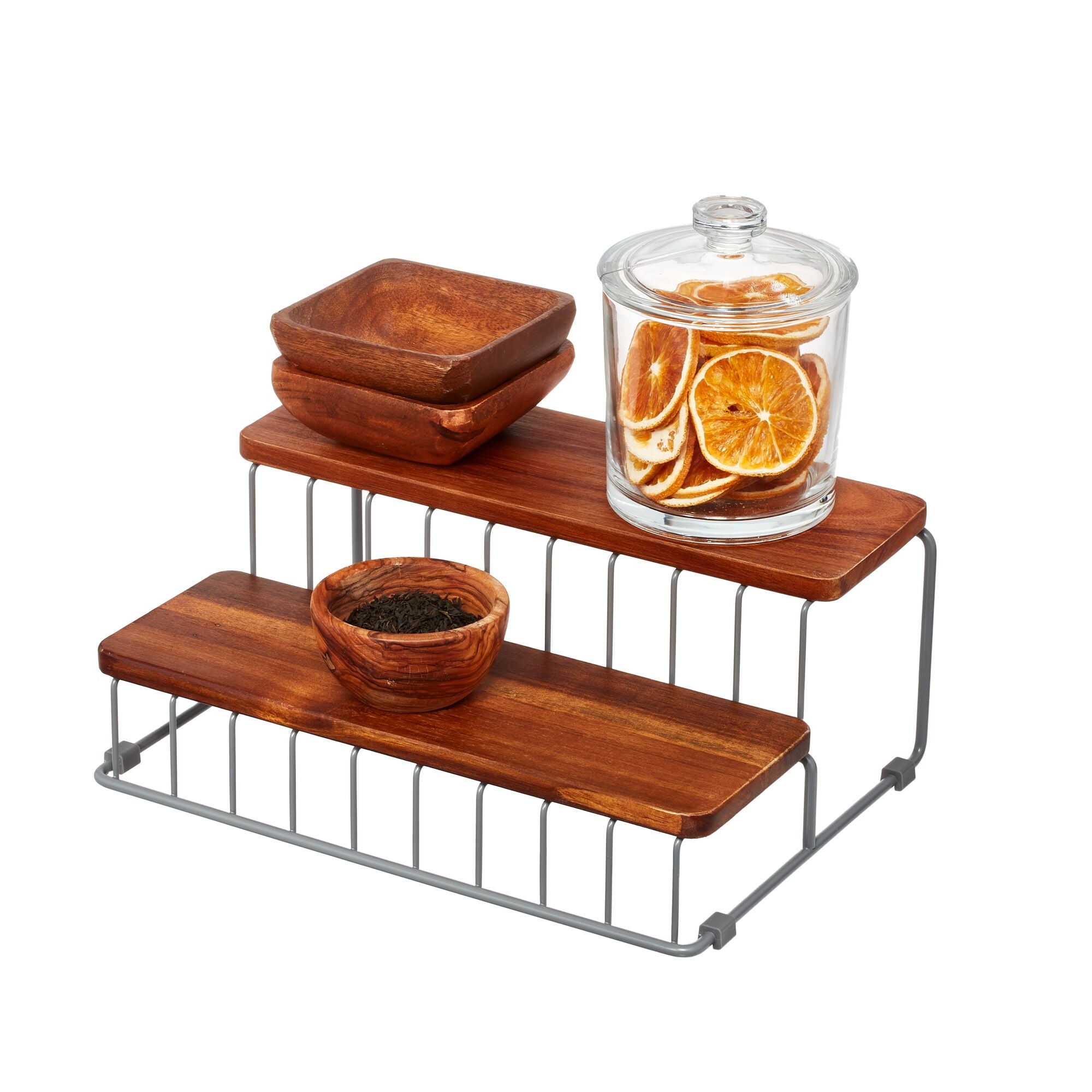 iDesign Acacia Wood and Wire Tier Organizer - Image 4