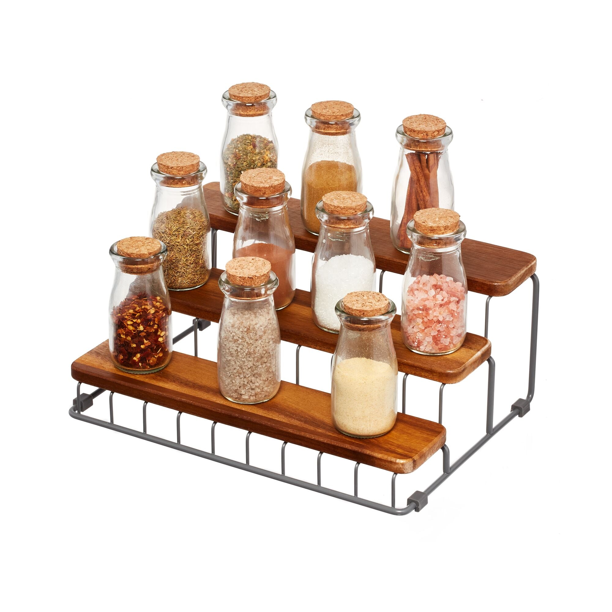 iDesign Acacia Wood and Wire Tier Organizer - Image 10