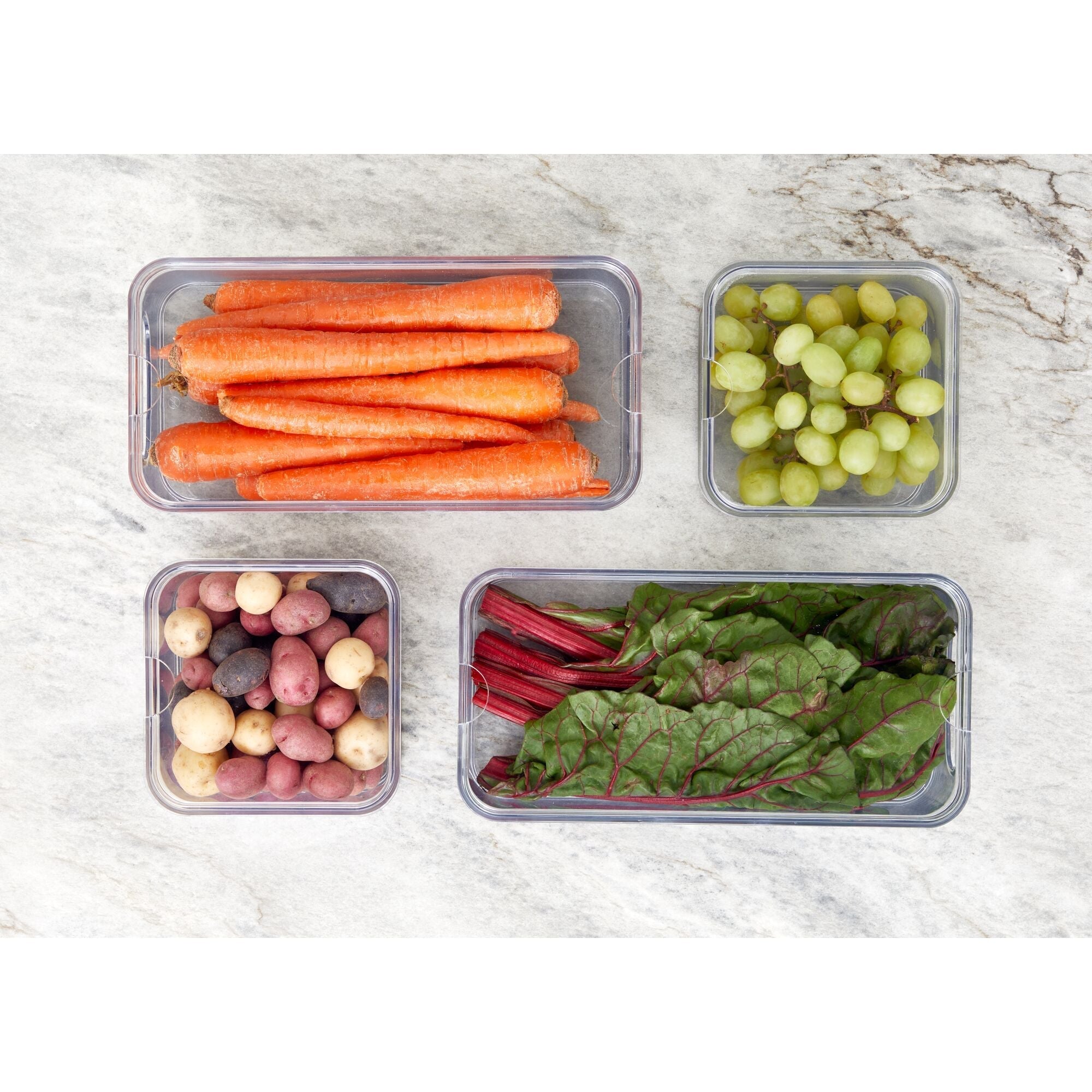 iDesign 4-Piece Recycled Plastic Refrigerator Organizer Bin Set with Lids. Clear/White - Image 2