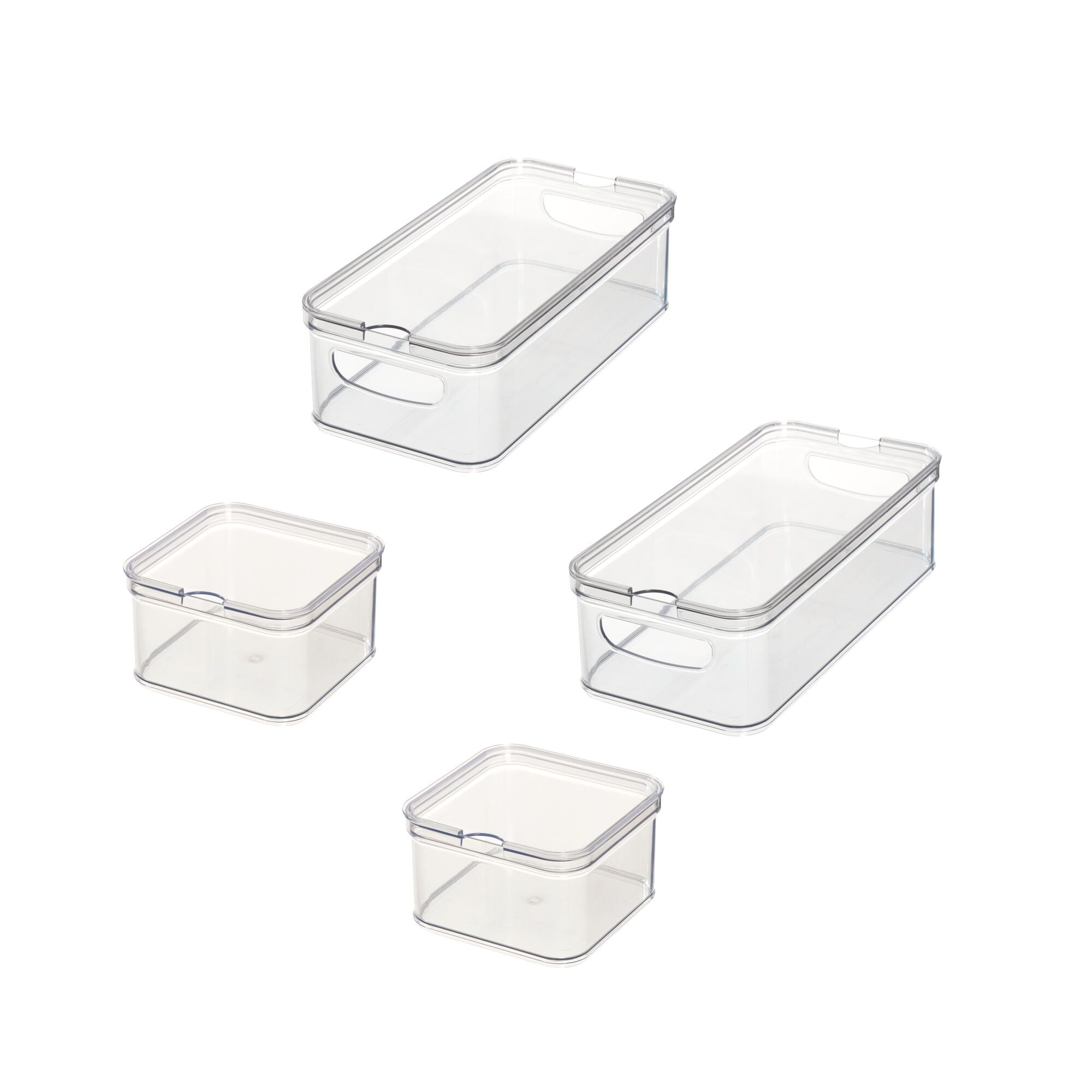 iDesign 4-Piece Recycled Plastic Refrigerator Organizer Bin Set with Lids. Clear/White - Image 7