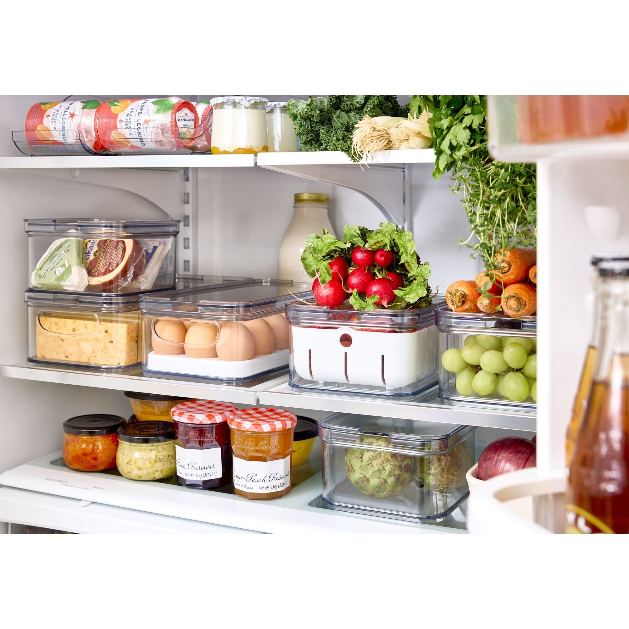 iDesign 7-Piece Recycled Plastic Crisp Refrigerator Organizer Bin Set with Lids - Image 3