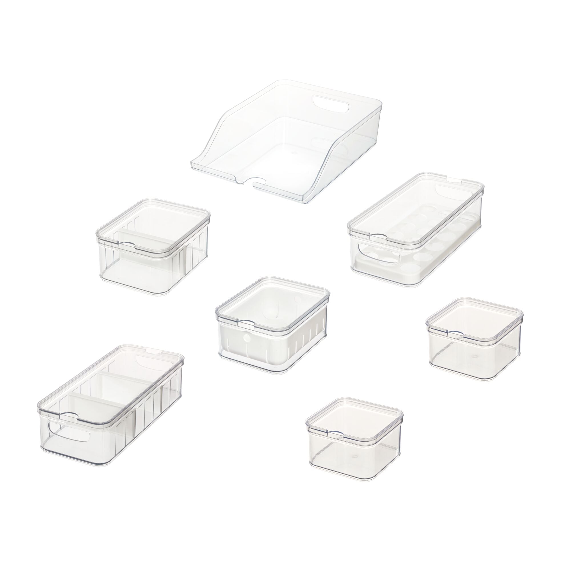 iDesign 7-Piece Recycled Plastic Crisp Refrigerator Organizer Bin Set with Lids - Image 7