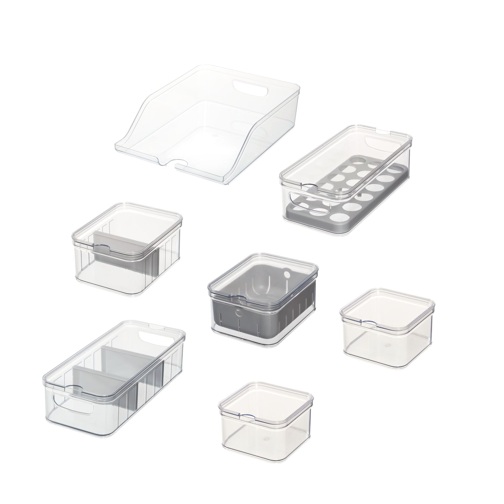 iDesign 7-Piece Recycled Plastic Crisp Refrigerator Organizer Bin Set with Lids - Image 8