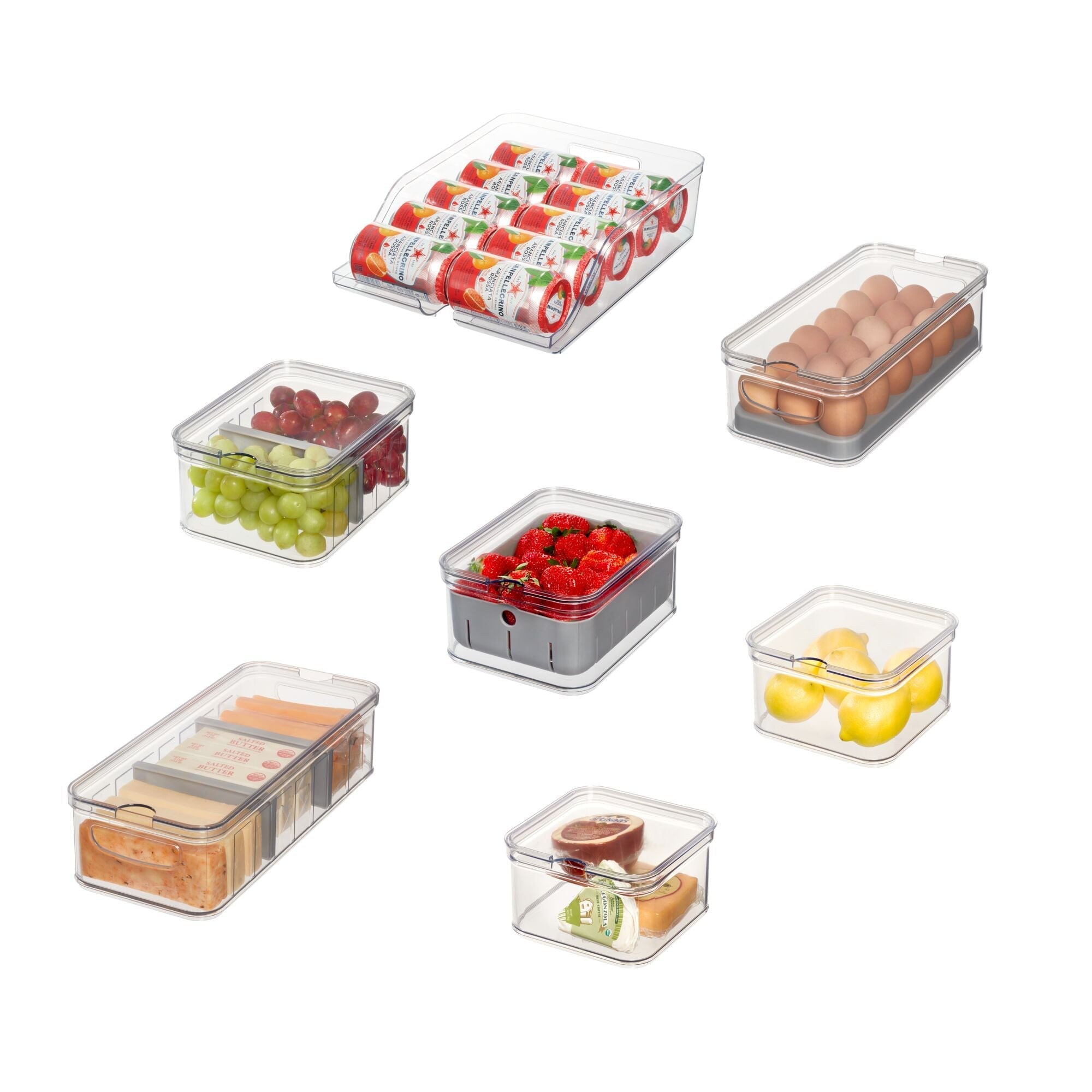iDesign 7-Piece Recycled Plastic Crisp Refrigerator Organizer Bin Set with Lids - Image 6