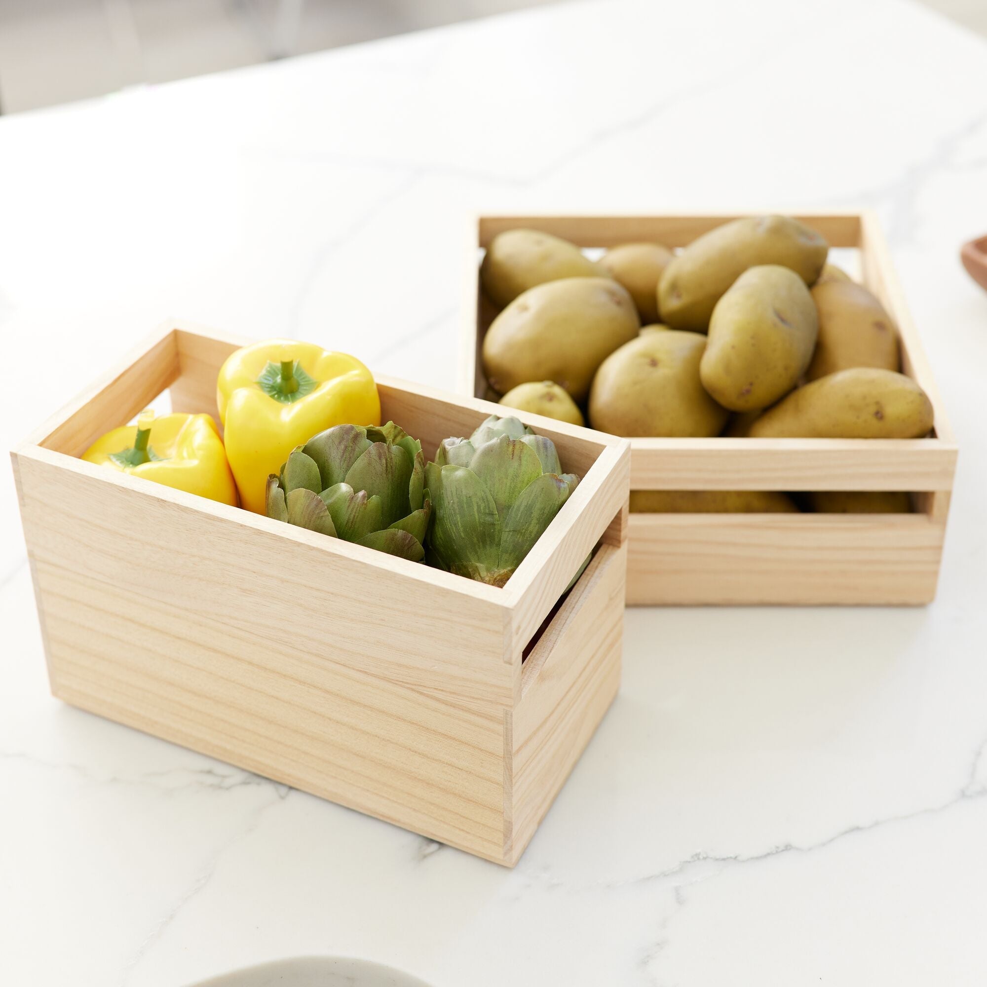 iDesign EcoWood Natural Paulownia Wood Storage Bin with Handles - Image 10
