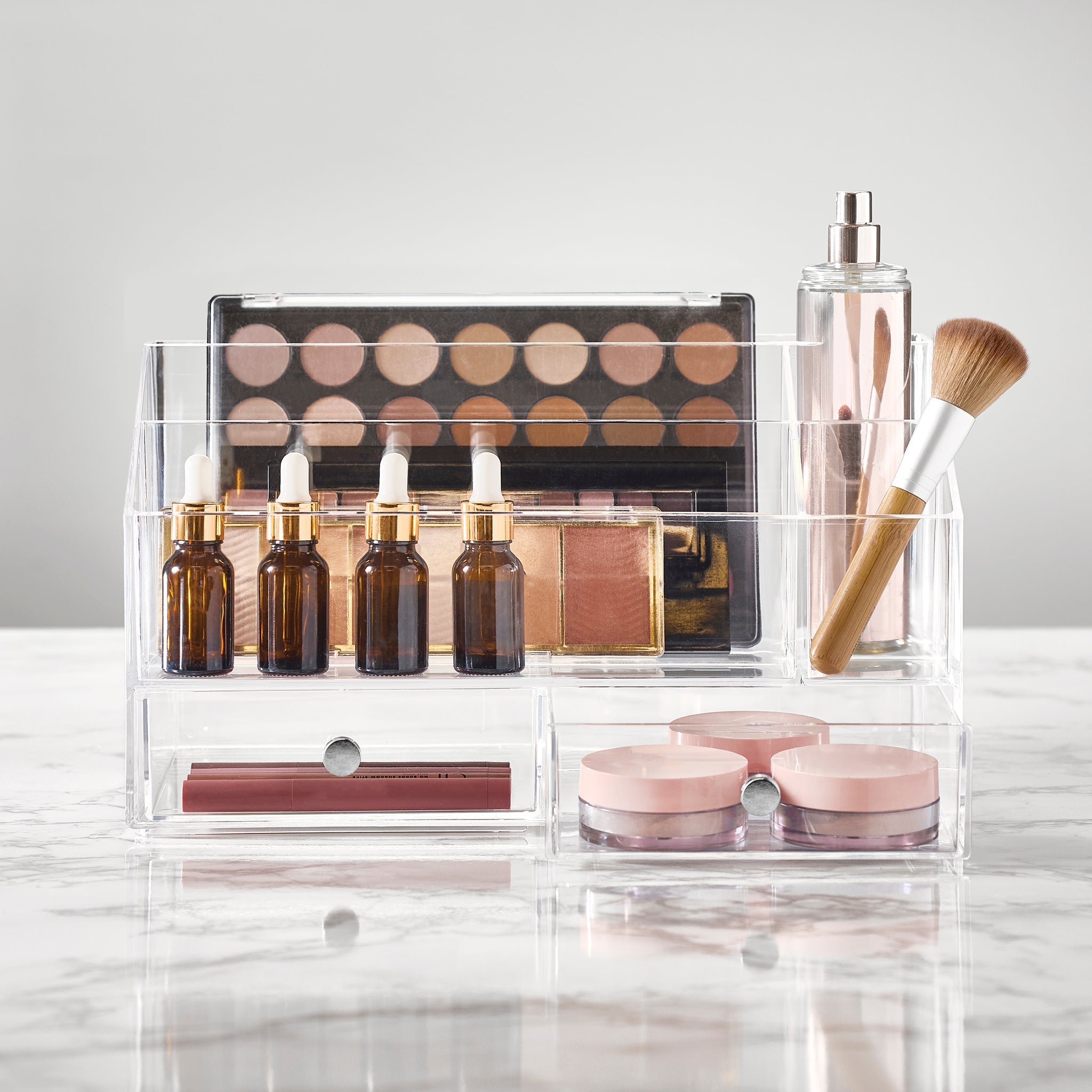 Drawers Palette & Nail Polish Organizer - 2 Drawer Clear