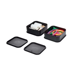 iDesign Eco Garage Bins with Lid. Made from Recycled Plastic. Set of 2. Matte Black
