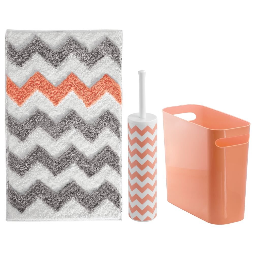 Chevron Rug 34 x 21 Light Gray/Coral - Image 4