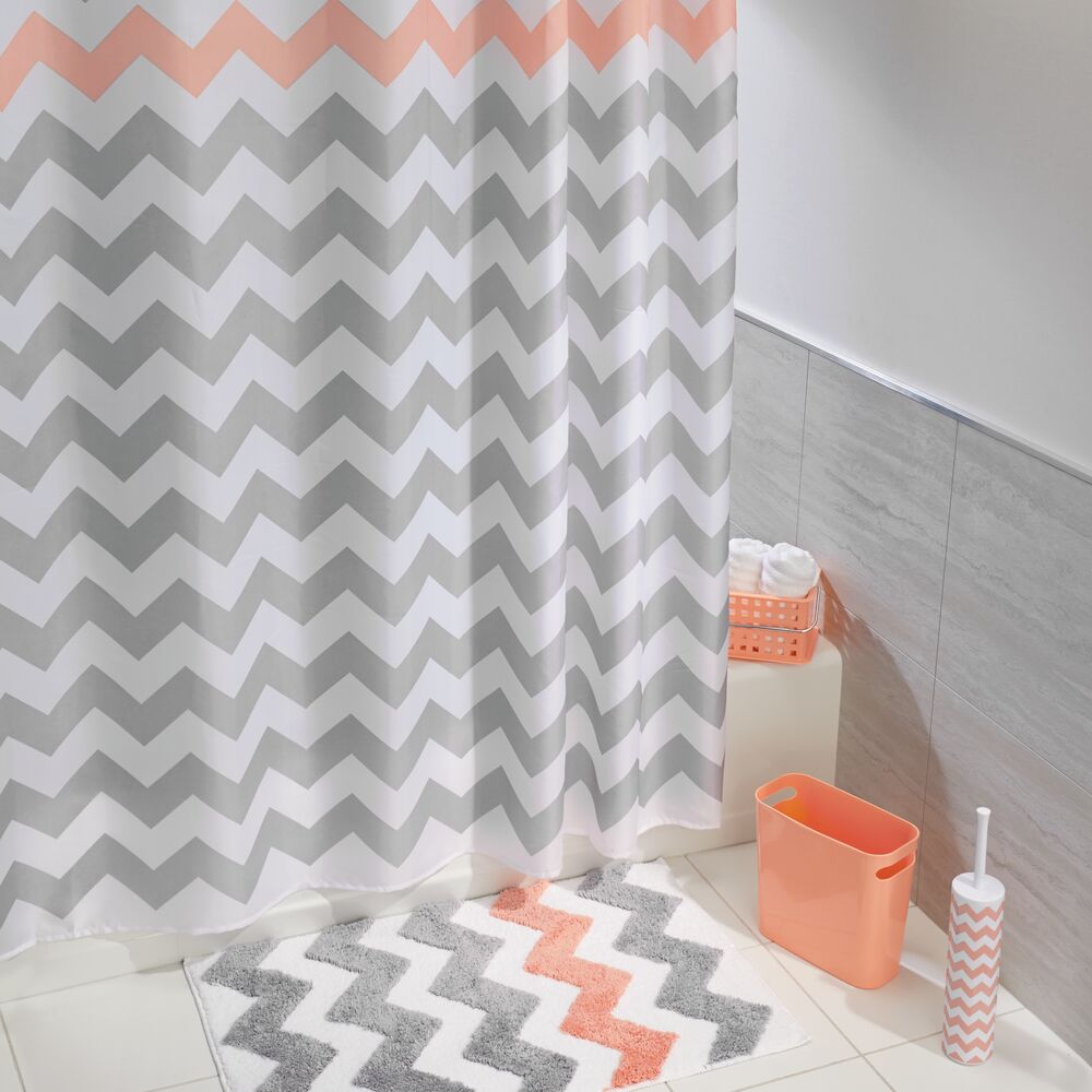 Chevron Rug 34 x 21 Light Gray/Coral - Image 3