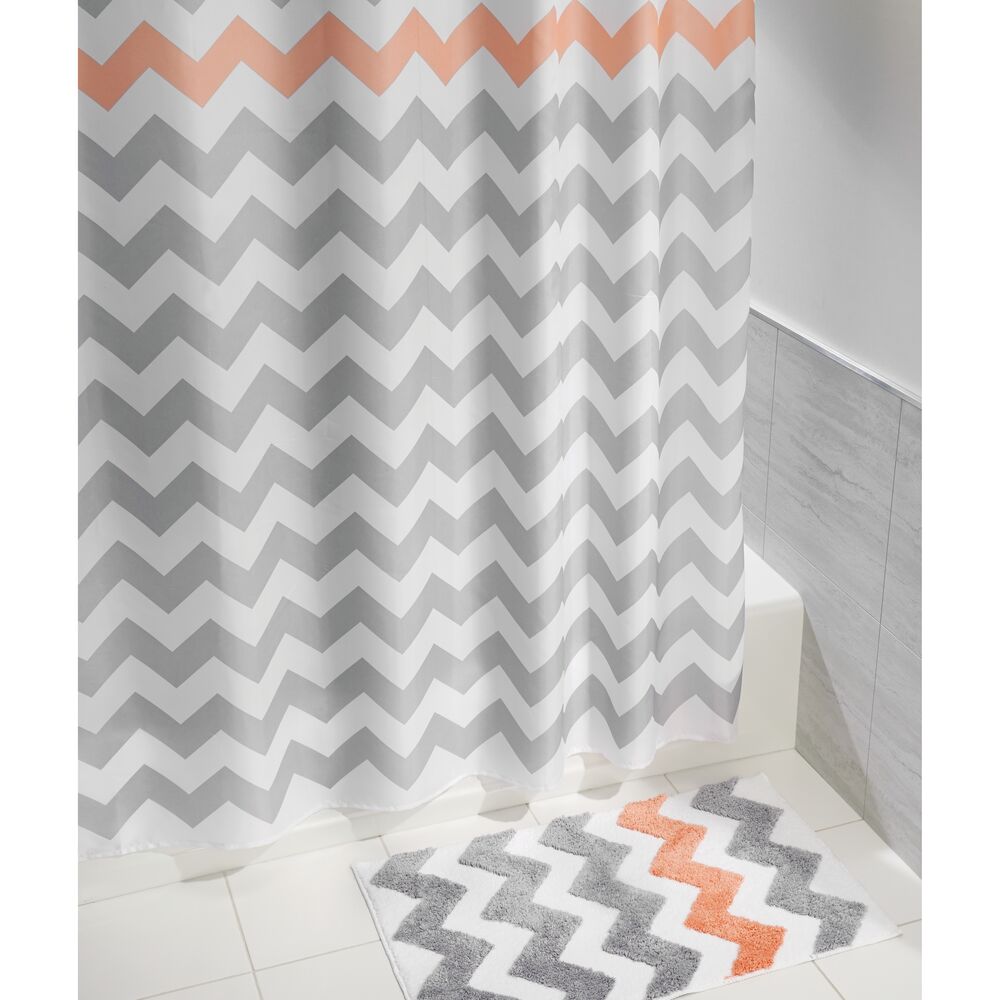 Chevron Rug 34 x 21 Light Gray/Coral - Image 2