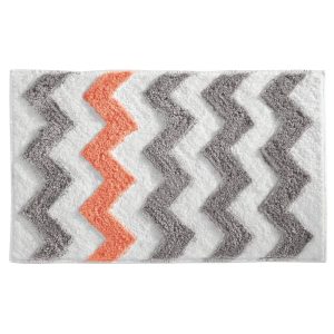 Chevron Rug 34 x 21 Light Gray/Coral