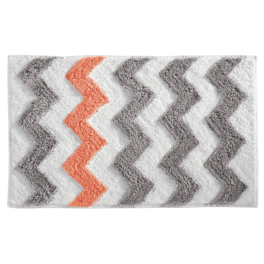 Chevron Rug 34 x 21 Light Gray/Coral
