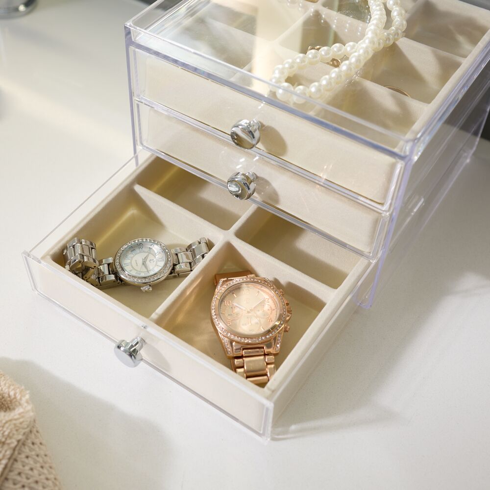 Drawers Jewelry Box - 3 Drawer Slim Clear/Ivory - Image 4