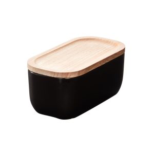 Eco Office Ceramic Bin with Lid Matte Black