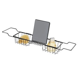 Everett Adjustable Over Bathtub Caddy Matte Black