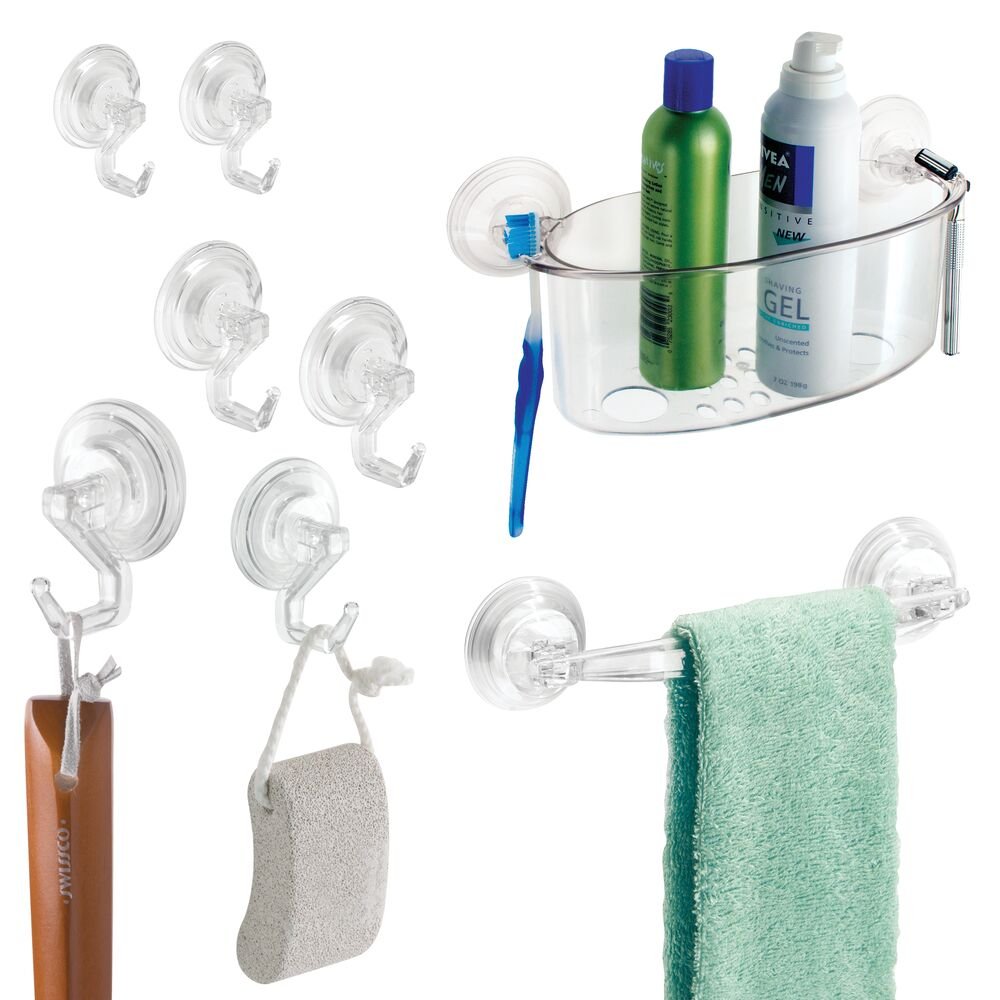 iDesign Bath Storage Power Lock Towel Bar in Clear - Image 5