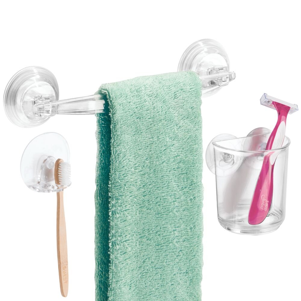 iDesign Bath Storage Power Lock Towel Bar in Clear - Image 4