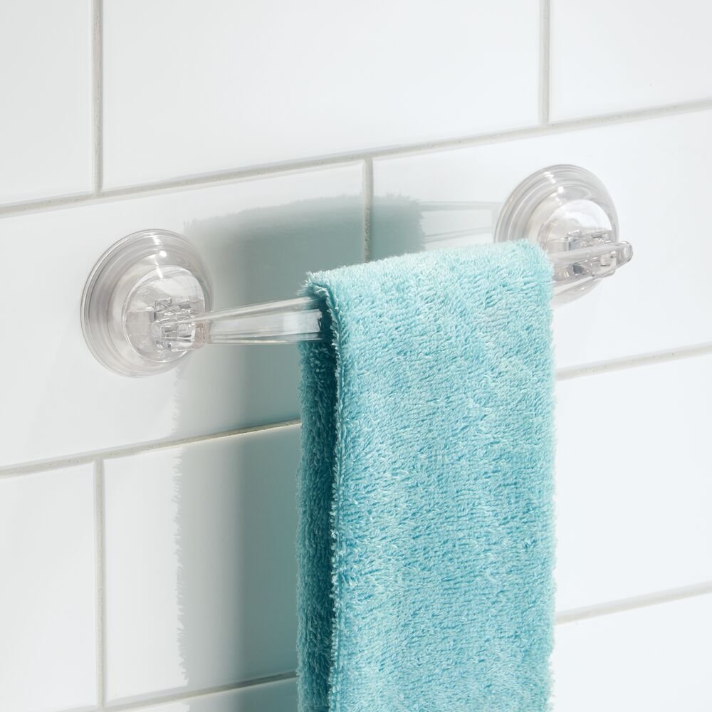 iDesign Bath Storage Power Lock Towel Bar in Clear - Image 3