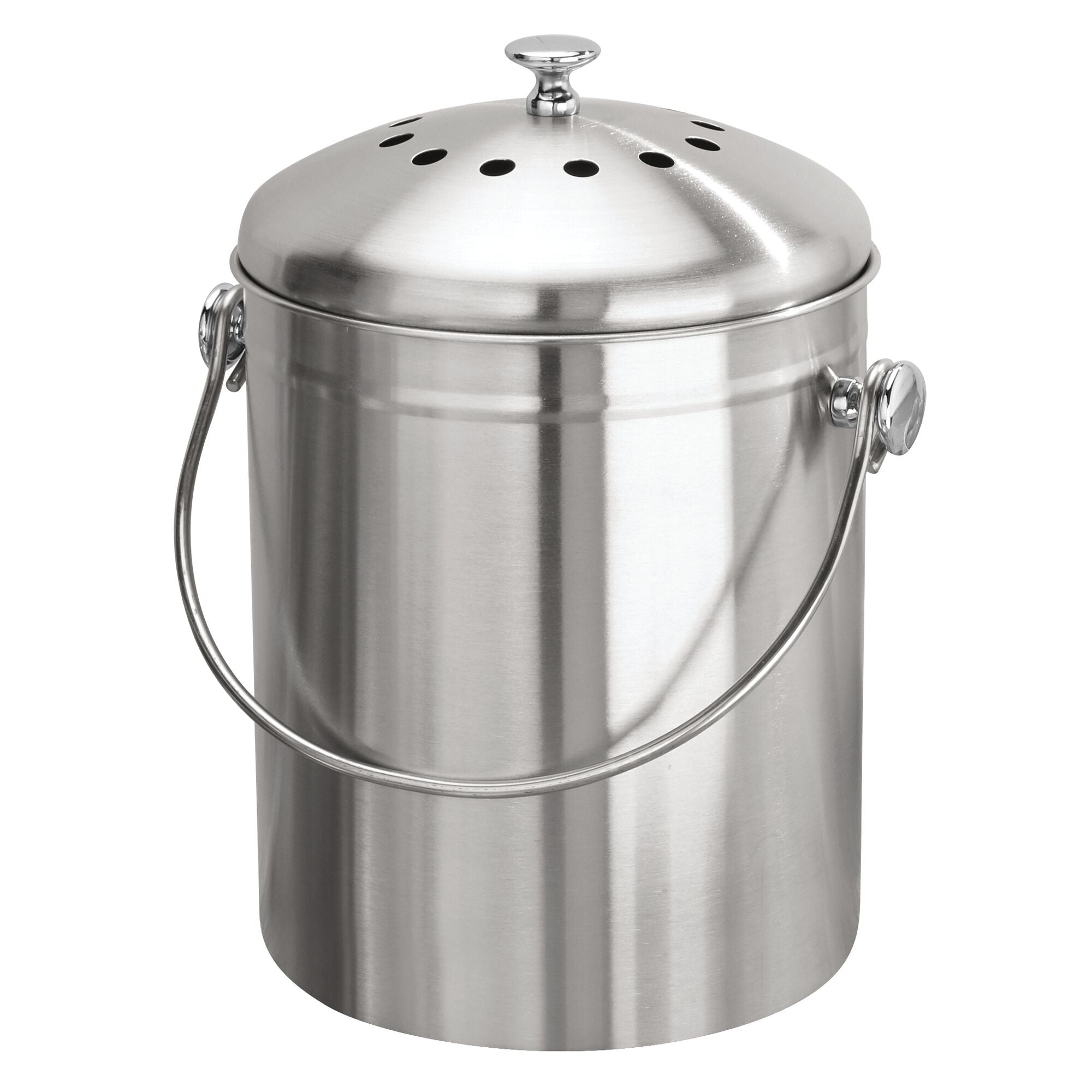 iDesign Brushed Stainless Steel 1.3-gal. Compost Bin & Charcoal Filter - Image 3