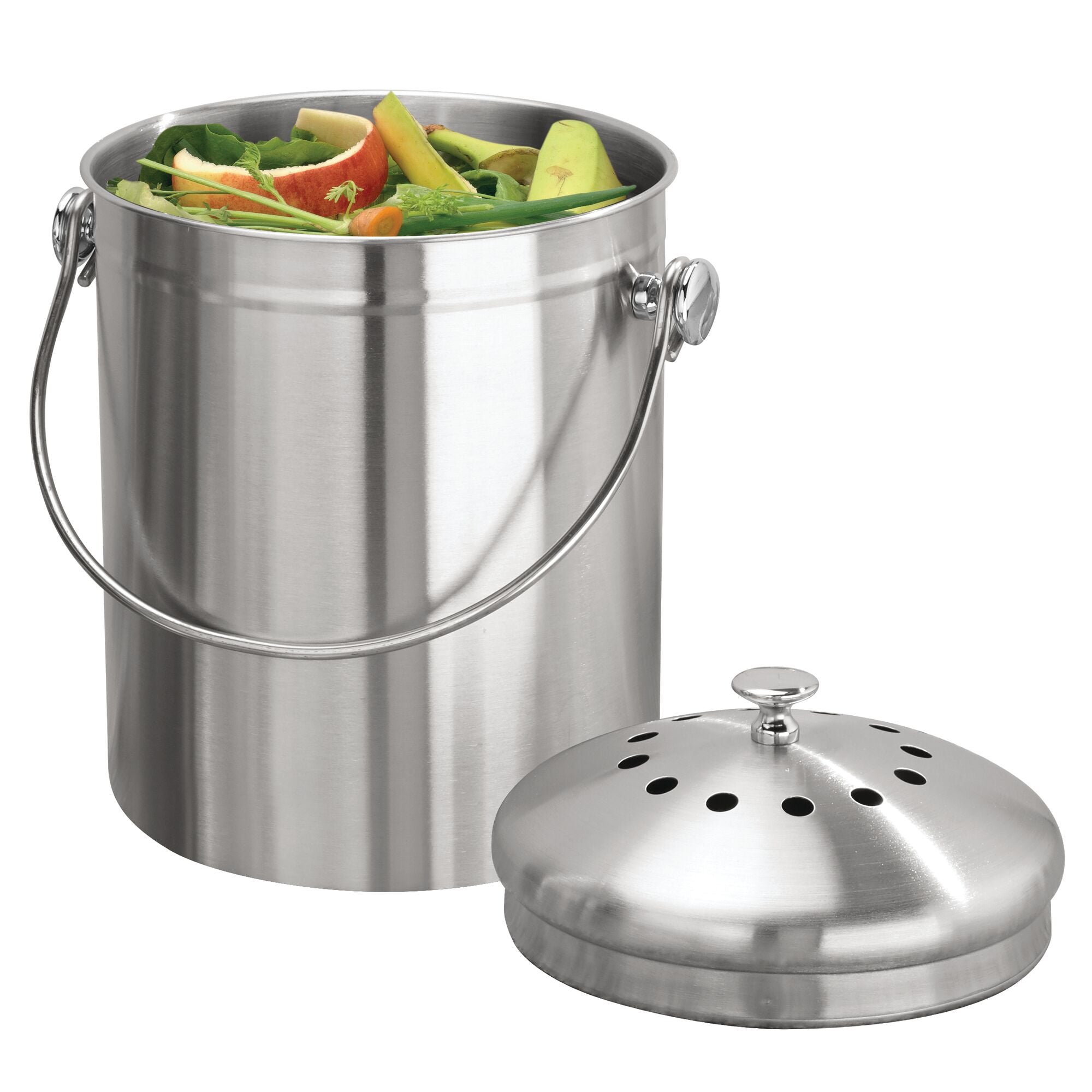 iDesign Brushed Stainless Steel 1.3-gal. Compost Bin & Charcoal Filter