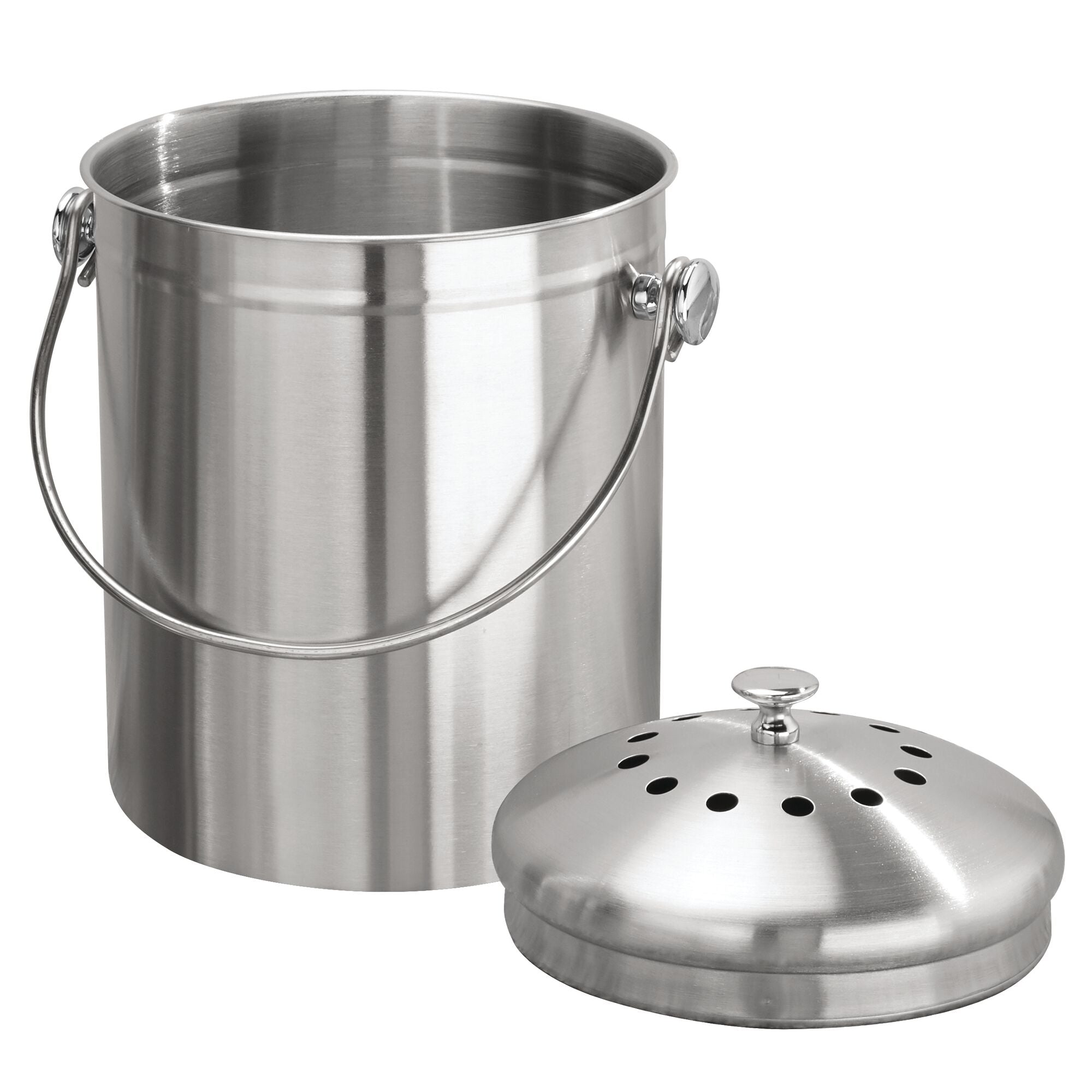 iDesign Brushed Stainless Steel 1.3-gal. Compost Bin & Charcoal Filter - Image 2