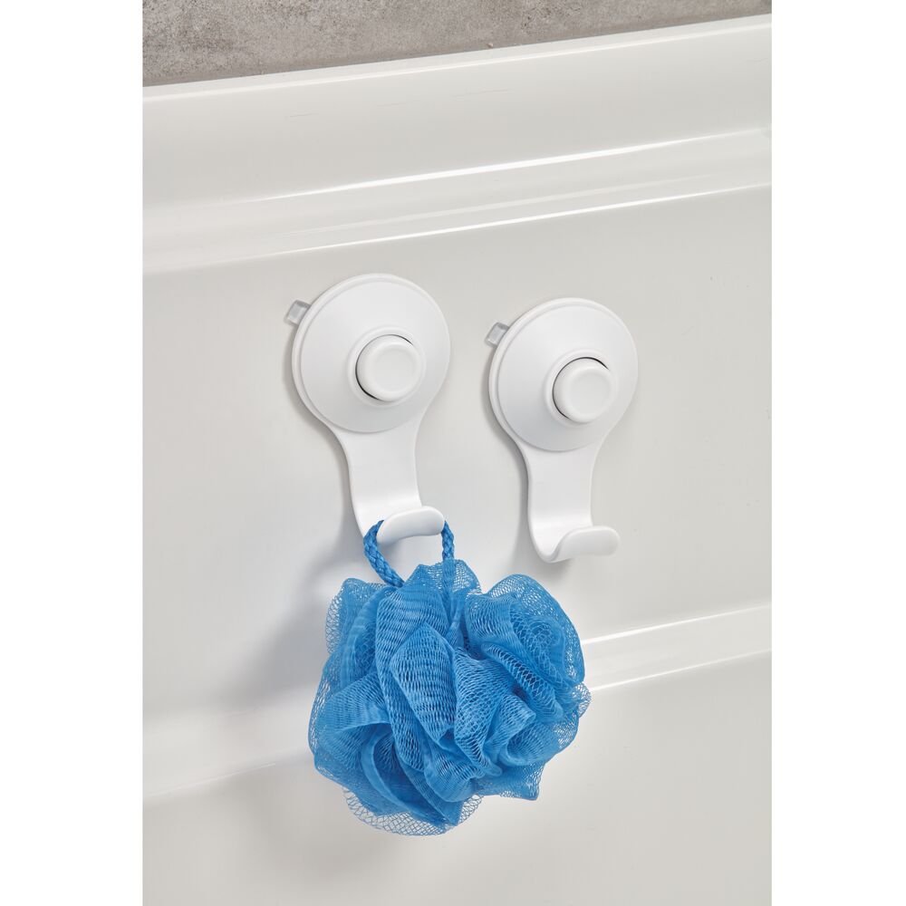 iDesign Cade Push Lock Shower Suction Hook (Set of 2) in White - Image 4
