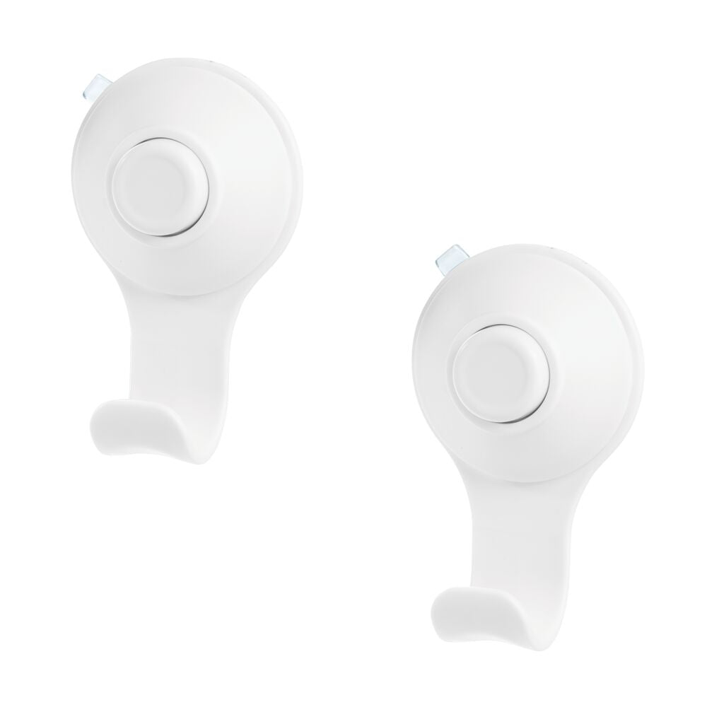 iDesign Cade Push Lock Shower Suction Hook (Set of 2) in White - Image 3