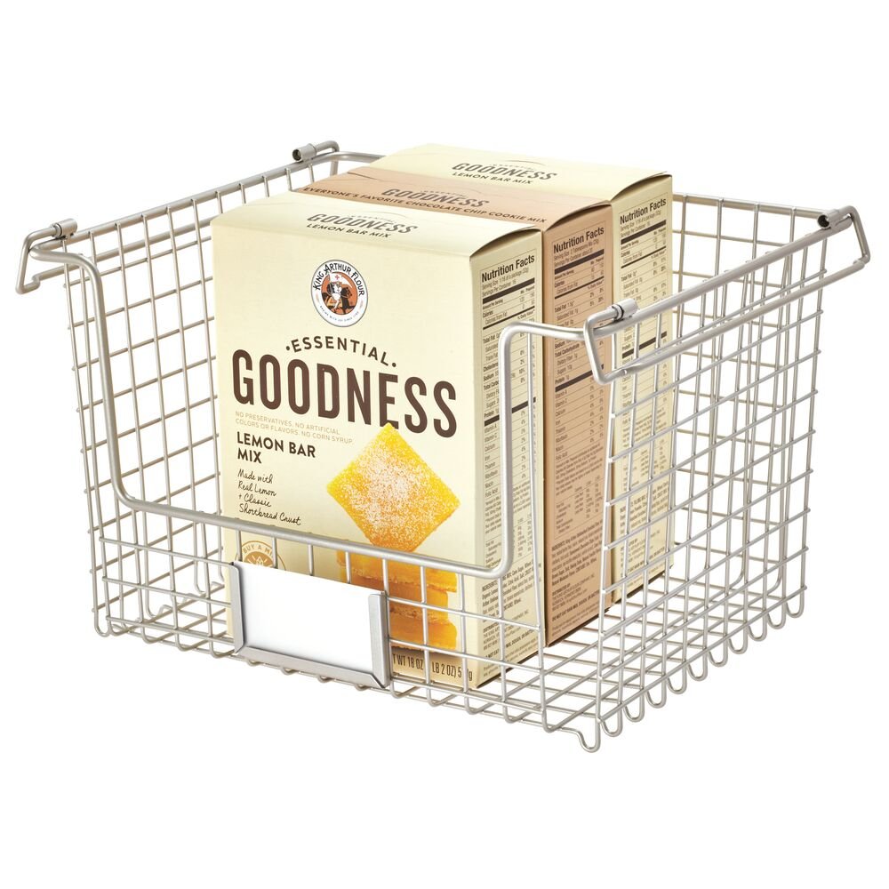 iDesign Classico Stackable Basket 12 x 10 x 7.75 in Matte Satin