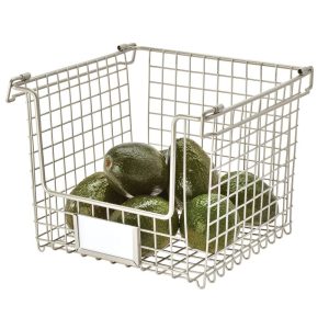 iDesign Classico Stackable Storage Basket with Handles. Matte Satin
