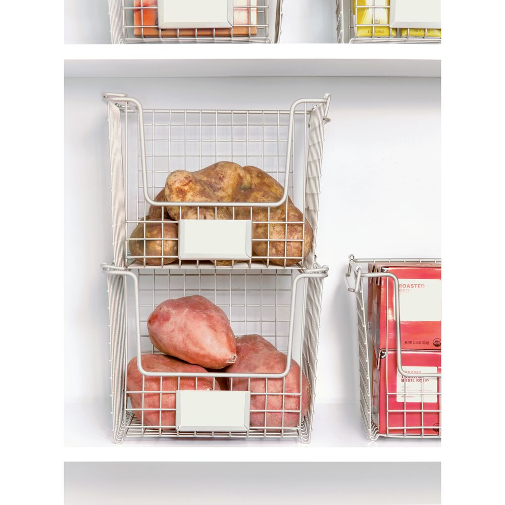 iDesign Classico Stackable Storage Basket with Handles. Matte Satin - Image 2