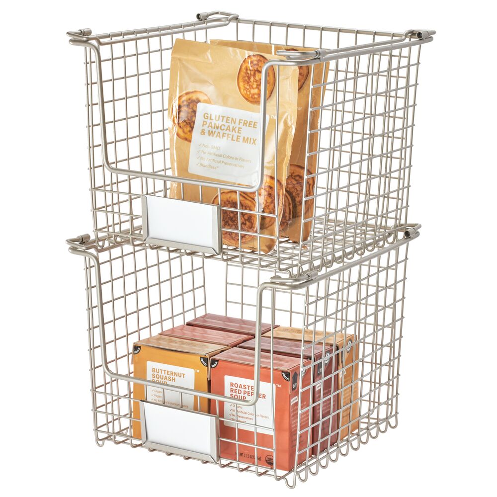iDesign Classico Stackable Storage Basket with Handles. Matte Satin - Image 4