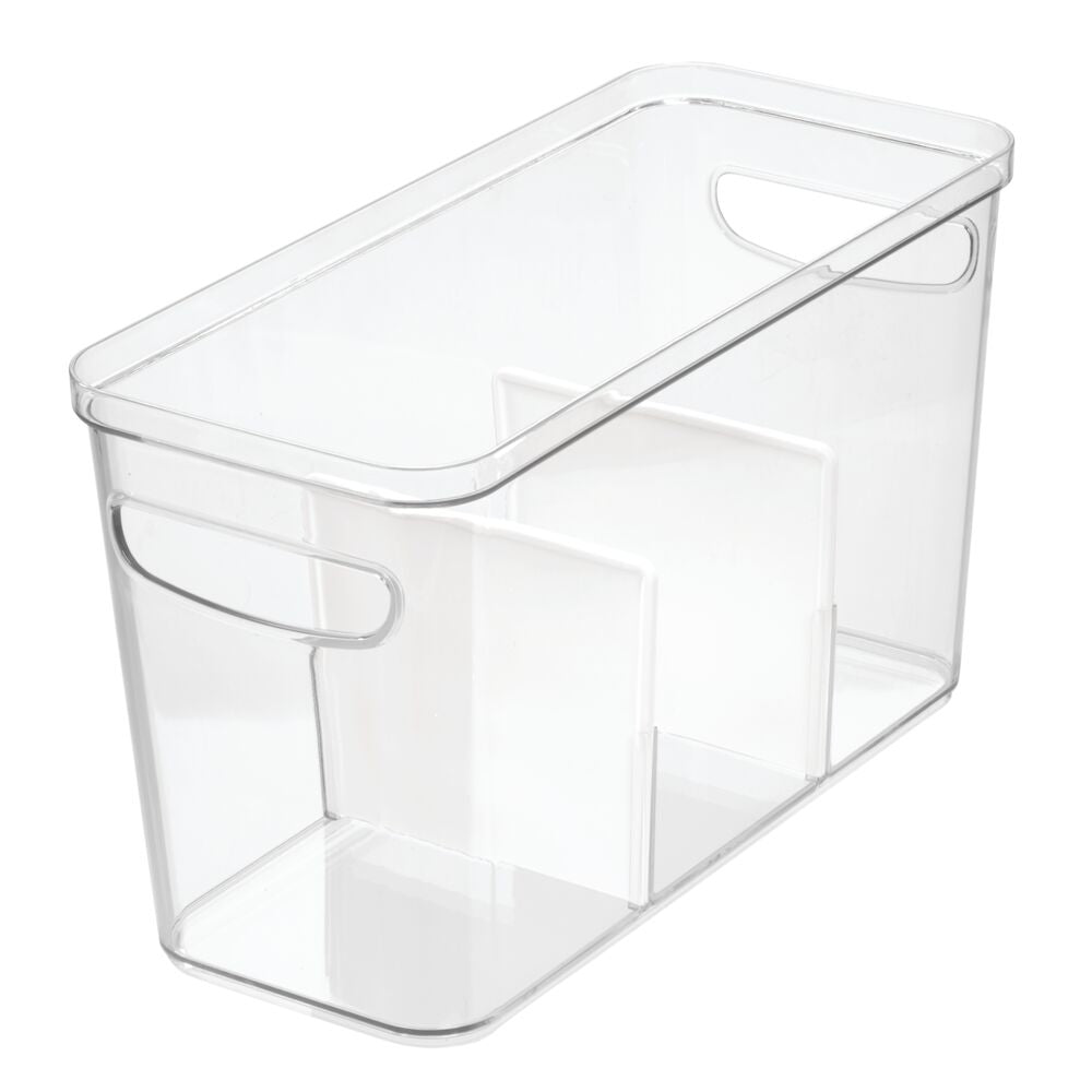 iDesign Crisp Divided Bin 6 x 14 x 8 in Clear and Matte White - Image 3