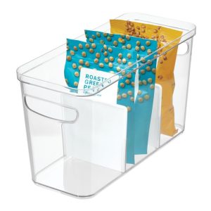 iDesign Crisp Divided Bin 6 x 14 x 8 in Clear and Matte White