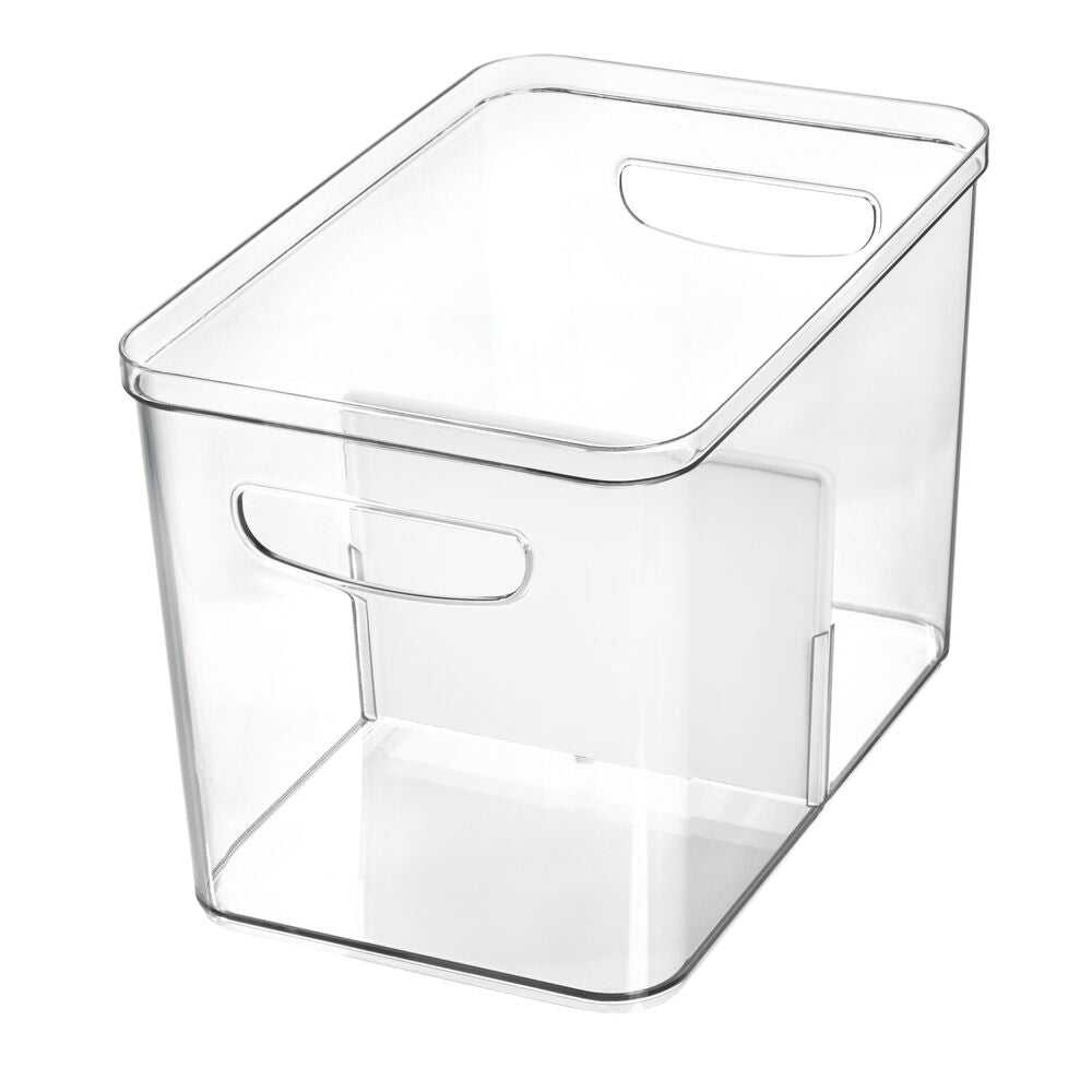iDesign Crisp Divided Bin Recycled Plastic. Clear and Matte White - Image 2