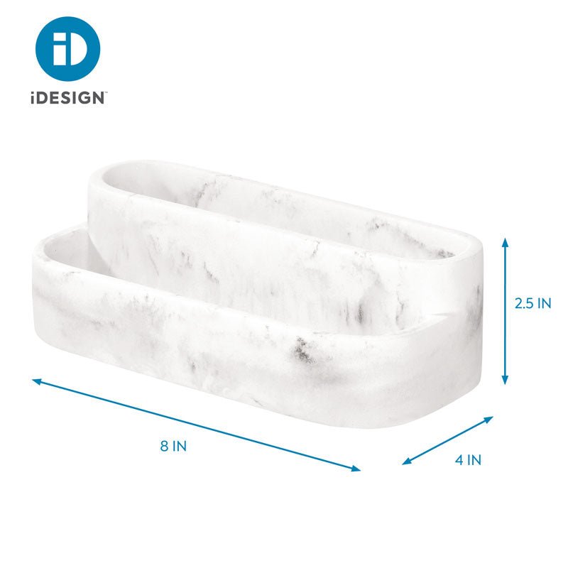 iDesign Dakota 2-Tier Organizer in White Marble - Image 4