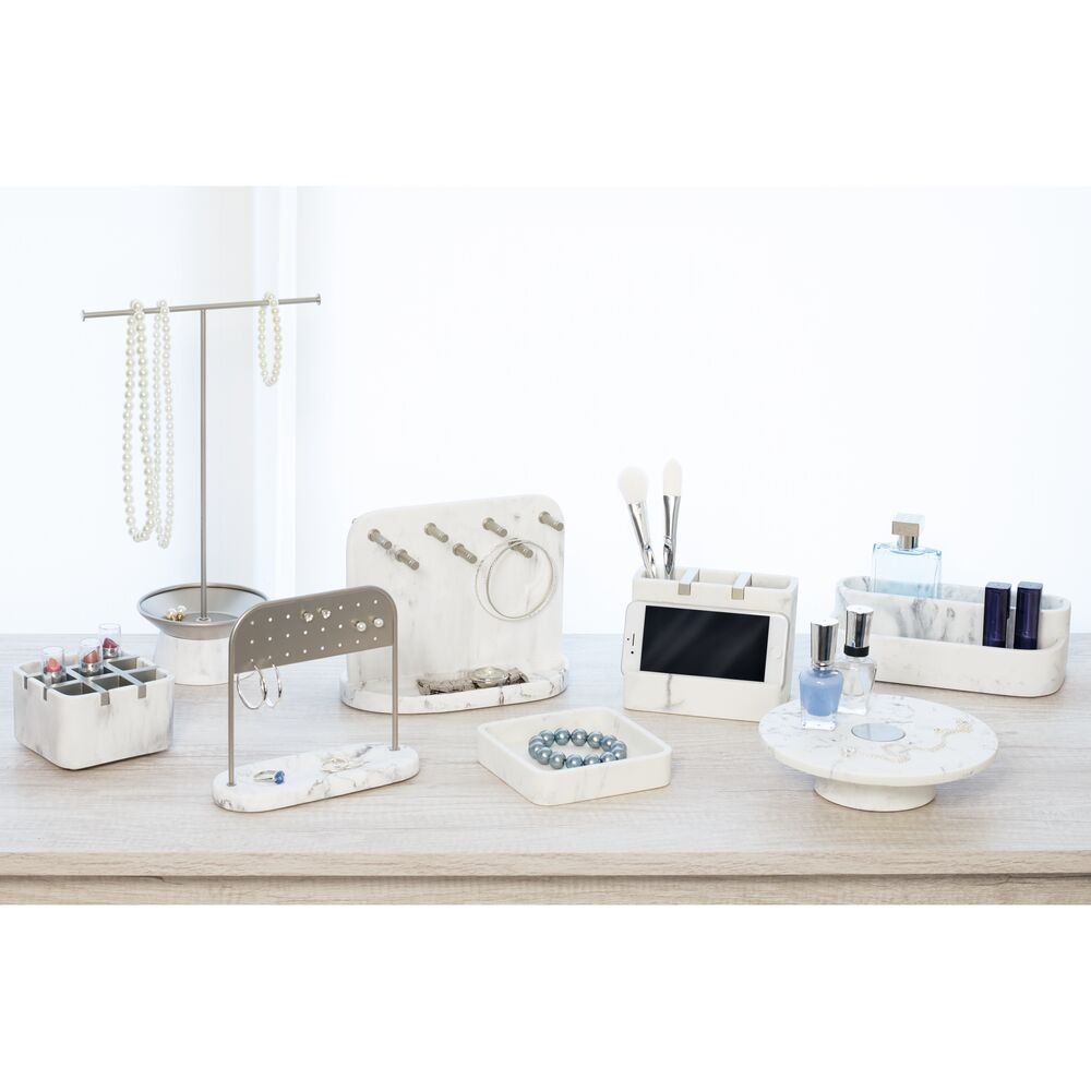 iDesign Dakota 2-Tier Organizer in White Marble - Image 6