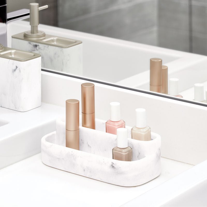 iDesign Dakota 2-Tier Organizer in White Marble - Image 3