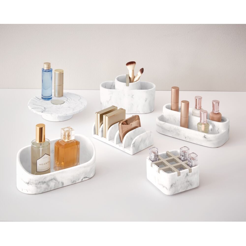 iDesign Dakota 2-Tier Organizer in White Marble - Image 5