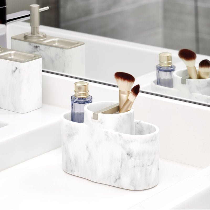 iDesign Dakota Divided Organizer in White Marble and Satin - Image 4