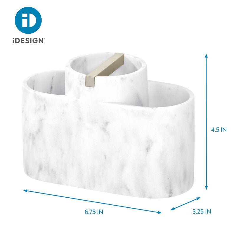 iDesign Dakota Divided Organizer in White Marble and Satin - Image 3